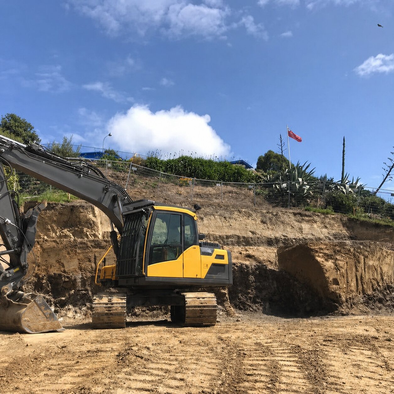 Earthworks Construction Ltd completing hillside earthworks in Christchurch